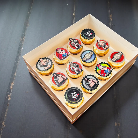 12x Bespoke WWE themed cupcakes