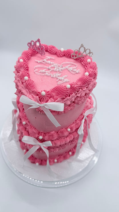 Two-Tiered Heart Celebration Cake