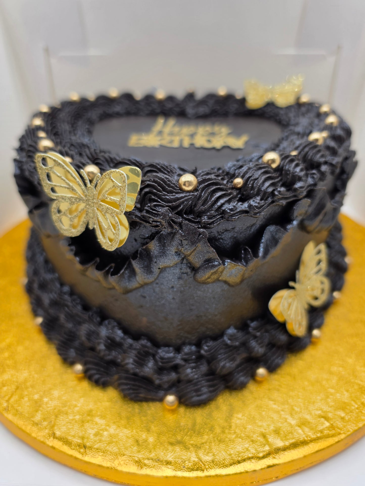 Black & Gold Heart Celebration Cake Set