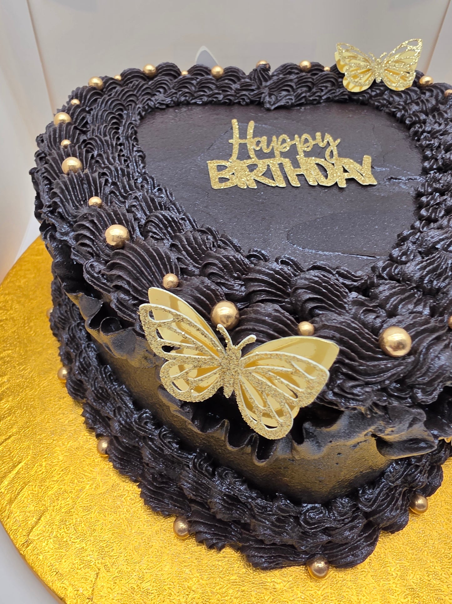 Black & Gold Heart Celebration Cake Set