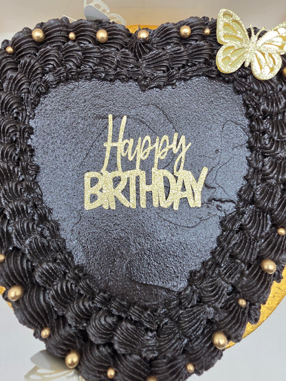 Black & Gold Heart Celebration Cake Set